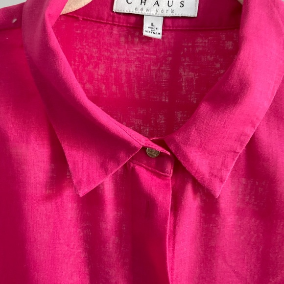 CHAUS New York Ladies Fusia Pink Blouse Size L - Picture 4 of 5